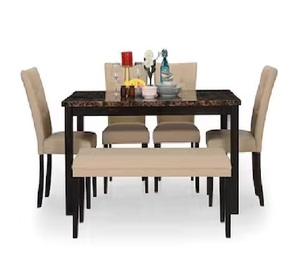 ชุดโต๊ะอาหารไม้เนื้อแข็งทรงสี่เหลี่ยม ดีไซน์ทันสมัย พร้อมเก้าอี้เบาะนุ่มแบบมีพนักพิง 6 ที่นั่ง สำหรับการจัดโต๊ะอาหารที่ประหยัดพื้นที่และสะดวกสบาย - Product Image 2