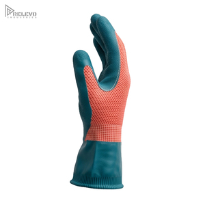 Custom Heavy Dutyl Latex Coated <b>Gloves</b> Non-Slip Crinkle Latex Coated Palm Seamless <b>Knit</b> Extended Rubber Wrist Seal <b>Gloves</b> - Product Image 4