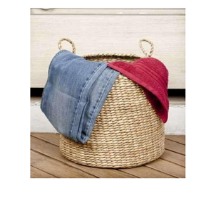 Large Handwoven Banana Bark Laundry Basket Round <b>Storage</b> Bin Natural Fiber Organizer with Handles Eco Friendly Home <b>Hamper</b> - Product Image 4