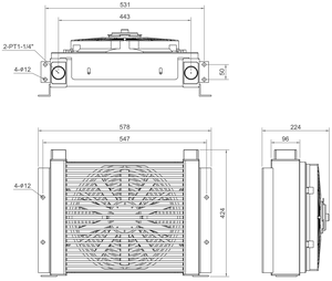 Refroidisseur d'huile personnalisé de marque taïwanaise TL4-39H, échangeur de chaleur à plaques et ailettes en aluminium, système de refroidissement hydraulique pour machines lourdes DC12V/24V - Product Image 2