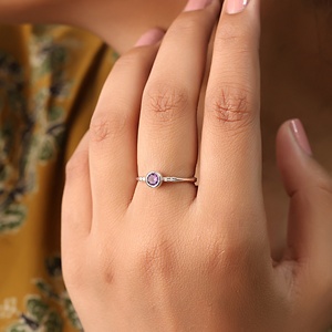 Bague de mariage et de fête en argent sterling 925 plaqué or rose avec améthyste violette, motif floral, bijoux pour femme avec pierre précieuse et pierre de naissance, vente en gros OEM - Product Image 2