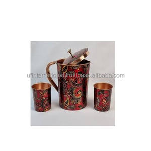 Best Quality Handmade Copper <b>Jug</b> for Best Design 2 Glass Piece Copper <b>Drinking</b> and Serving <b>Jug</b> for Top Selling Product - Product Image 3