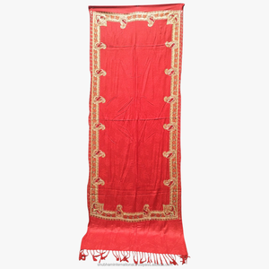Blush Pink <b>Pashmina</b> Shawl with Floral Geometric Pattern and Decorative Border for Women Winter Wear - Product Image 6