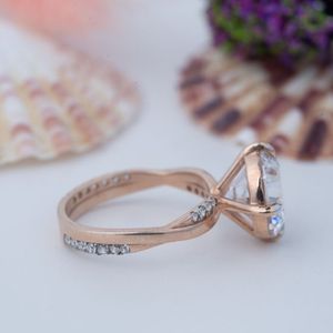925 <b>Silver</b> Elegant Round Cut <b>Solitaire</b> Moissanite Diamond Engagement <b>Ring</b> Durable Diamond Alternative Jewelry - Product Image 4