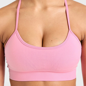 Ensemble de sport rose sans coutures : Soutien-gorge de sport, leggings taille haute, tenue de yoga et d'entraînement, haut court et pantalon assortis pour femme - Product Image 6