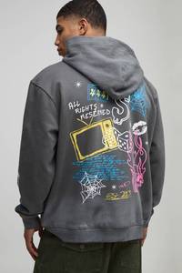 Sweat-shirt à capuche graphique pour homme en molleton de coton avec impression personnalisée effet délavé, style streetwear, fabricant, fournisseur, OEM - Product Image 2