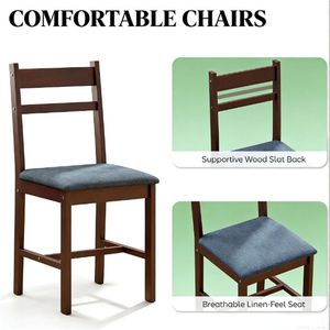 Set da Pranzo in Legno di Noce Massiccio a 5 Pezzi, Tavolo e Sedie in Stile Rustico per Sala da Pranzo e Soggiorno - Product Image 3