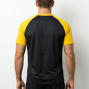 T-shirt décontracté sportif à manches raglan, col rond, bicolore, confortable pour tous les jours, à manches courtes - Product Image 3
