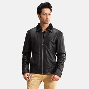 Veste décontractée pour homme en cuir de haute qualité, col montant, coupe-vent, écologique, prête pour l'hiver, coutures sécurisées pour usage urbain - Product Image 1