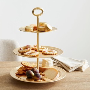 Elegante Soporte de Postres de Doble Capa en Latón con Acabado Dorado para Té de la Tarde y Decoración de Hogar de Lujo, Decoración de Mesa, Uso en Cocina - Product Image 4