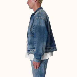 Ensemble de veste en jean vintage et pantalon en jean pour homme, sur mesure, de haute qualité, poids lourd, style jogging, OEM - Product Image 2