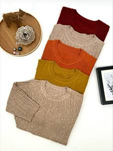 Pull à la mode pour femmes de haute qualité à manches courtes pull tricoté col rond Style décontracté Offre Spéciale en automne abricot - Product Image 5