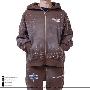 Custom Embroidered Logo Rhinestone Winter Fleece Hoodie Wholesale 100% Cotton Heavyweight <b>Sun</b> Faded Mens Streetwear Oversized - Product Image 3