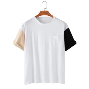 T-shirt blanc pour homme 100 % coton à manches courtes et col rond, coupe classique, tricoté, 300 g, respirant, anti-rétrécissement, écologique - Product Image 1