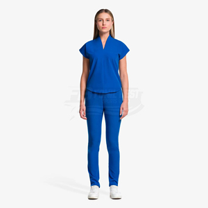 Blusa de Uniforme Médico para Mujer, Cuello en V, Blanca, de Algodón y Poliéster, con Bolsillos, para Personal Médico - Product Image 3