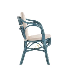 Chaise de salle à manger <span class=keywords><strong>en</strong></span> <span class=keywords><strong>rotin</strong></span> <span class=keywords><strong>bleu</strong></span> côtier avec accoudoirs, <span class=keywords><strong>fauteuil</strong></span> <span class=keywords><strong>en</strong></span> osier artisanal pour maison de plage de luxe, restaurant, café, mobilier - Product Image 2