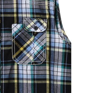 Chemise en flanelle de coton pour homme, style décontracté, boutonnée, col rabattu, tissu doux, élégante, sans manches, pour l'extérieur - Product Image 5