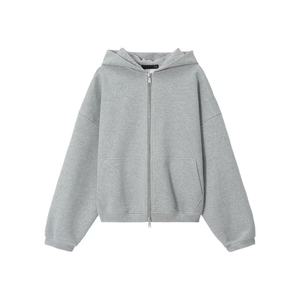 Sweat à capuche zippé unisexe en molleton de coton de luxe, style streetwear, coupe ample et oversize, coupe carrée et courte, grammage lourd, uni - Product Image 4
