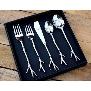 Ensemble de couverts de table en acier inoxydable au design moderne et luxueux, comprenant des fourchettes, des couteaux, des cuillères, compatibles lave-vaisselle - Product Image 5