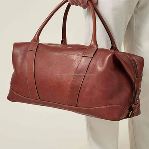 Sac de sport de luxe en cuir véritable imperméable, personnalisable avec logo, pour week-end, affaires, voyage, gym, bagage portable – Vente en gros - Product Image 4