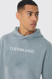 Custom Heavyweight 400-600GSM French Terry Zipper Hoodie Oversized Winter Hoodie Drop Shoulder for Men Solid Pattern Custom Logo - Product Image 3