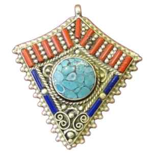 Colgante de Flor Chapado en Plata de Aleación con Coral, Estilo Hip Hop Único, Hecho a Mano en Nepal, Unisex, de Asthamangal Gift & Craft - Product Image 2