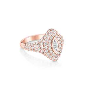 Custom Wholesale 10K 14K 18K Solid Gold Marquise Cut Lab Grown Diamond Bezel Pave Heavy Shield Face Chunky Signet Pinky <b>Ring</b> - Product Image 3
