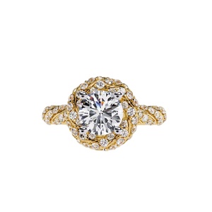 แหวนเพชรหรูหรา 14K ทองคำแท้ เพชรเลี้ยงในห้องปฏิบัติการ ดีไซน์แบบวงแหวนประดับเพชรเม็ดเดี่ยว เครื่องประดับชั้นดี แหวนหมั้นสำหรับเจ้าสาว สง่างาม สำหรับผู้หญิง - Product Image 1