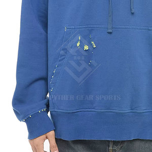 Sudaderas con Capucha de Invierno de Tallas Grandes, MOQ Bajo, Color Sólido, Logotipo Personalizado Impreso, Mangas Largas, Mezcla de Algodón y Felpa, Estilo Desgastado, Ecológicas - Product Image 5