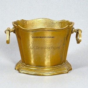 Cubo Enfriador de Vino de Latón Antiguo, Enfriador de Hielo para Champán Vintage con Asas, Tina Decorativa de Metal para Vino para Decoración del Hogar y Bodas - Product Image 1