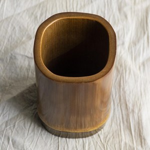 Bamboo Pencil Holder Oval Shape Minimalist Desk Accessory Office Supplies - Product Image 5