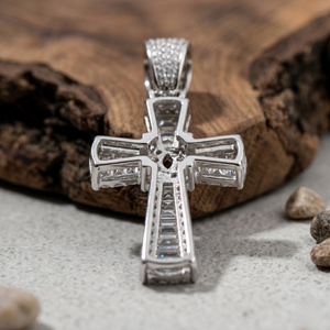Custom Hip Hop <b>Cross</b> Pendant 925 Silver Iced Out Baguette Moissanite <b>Men</b>’s Religious <b>Necklace</b> Wholesale Jewelry - Product Image 2
