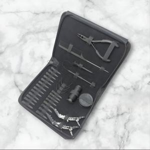 Kit d'outils professionnels pour extensions de cheveux à usage en salon, ensemble d'outils d'application pour cheveux naturels avec pinces, peigne, aiguille et boucle - Product Image 3