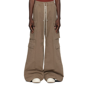 Men's Heavyweight Stone Wash Flat Front Mid Waist Fashionable <b>Work</b> <b>Cargo</b> Pants Light Brown High Custom Embroidered Canvas - Product Image 1