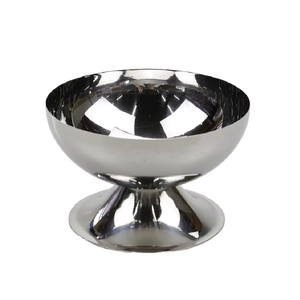Bol à dessert sur pied en acier inoxydable, gobelet élégant et écologique pour sundae, milkshakes, glaces et céréales, non toxique, pour service - Product Image 1