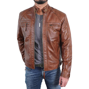 Chaqueta de Cuero Roja de Diseño Personalizado de Primera Calidad, Último Modelo en Venta, Chaqueta de Cuero con Cuello Cuadrado para Hombre, Estilo Urbano - Product Image 1