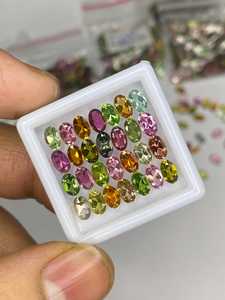 Lot de pierres précieuses de tourmaline facettées multicolores, taille ovale, pierres brutes 3x5mm 6x4mm 7x5mm 6x8mm pour la fabrication de bijoux - Product Image 5