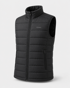F2WIN Men's <b>Black</b> Quilted <b>Vest</b> Stand Collar Zipper Closure Breathable Quick Dry Windproof Winter Outerwear Casual Style Solid - Product Image 3