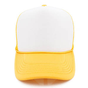 Casquette de baseball unisexe à 5 panneaux, dos en maille jaune, réglable, avec face avant blanche - Product Image 3