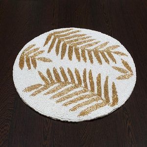 Leaf <b>Beaded</b> Design Colored <b>Beaded</b> Placemat Best for Table Decor Home Decor <b>Coaster</b> Mat <b>Beaded</b> Design and Shaped - Product Image 2