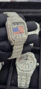 Montre d'affaires de luxe en acier inoxydable, édition limitée, avec cadran en cristal saphir et diamants Moissanite blancs VVS1, boîtier plein - Product Image 3