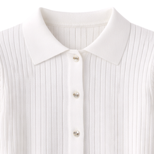 Blusa de punto acanalado para mujer, con botones en la parte delantera, manga corta, estilo cárdigan, corte ajustado, informal, elegante, para verano, cómoda para el día a día - Product Image 5