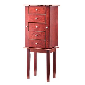 Armadio Portagioie in Legno con Specchio a Ribalta, 4 Ampi Cassetti e 4 Scomparti Superiori, Elegante Organizzatore per Gioielli - Product Image 1