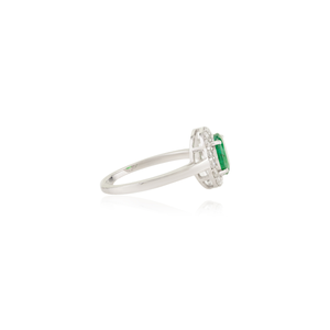 14K Solid <b>Gold</b> Emerald Halo Diamond Engagement <b>Ring</b> with IGI Certificate - Product Image 5