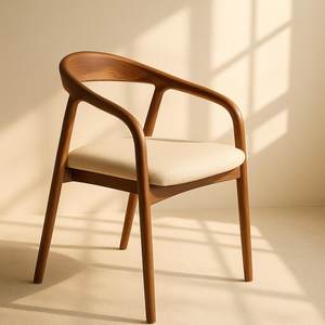 Chaise de salle à manger de luxe en teck massif, rembourrée, écologique, durable, ergonomique, moderne, mobilier en bois pour restaurants et hôtellerie - Product Image 5