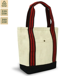 Bolsa de Lona Personalizada con Bolsillo Frontal 33x27x10.5 cm, Diseño de Rayas Bicolor, Logotipo Personalizado, Fabricante Mayorista OEM ODM, Exportador - Product Image 2