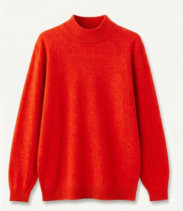 Sweat-shirt décontracté en molleton rouge pour femme, coupe oversize, col montant, épaules tombantes, manches longues, coupe ample - Product Image 1