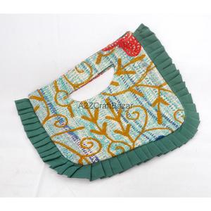 Bolso de Mano Kantha Hecho a Mano, Vintage, Multicolor, 100% Algodón, para Mujer, con Cierre Magnético, Bordado Floral - Product Image 5