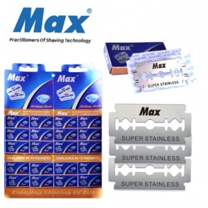 Max Hot Sell 2026 <span class=keywords><strong>Rasoir</strong></span> à double tranchant en acier inoxydable importé, 100 lames, carte personnalisée avec logo - Product Image 1
