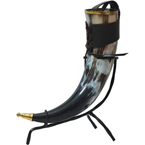 Corne à boire en buffle de la plus haute qualité avec support métallique, style animal, Feng Shui, corne viking écologique - Product Image 3